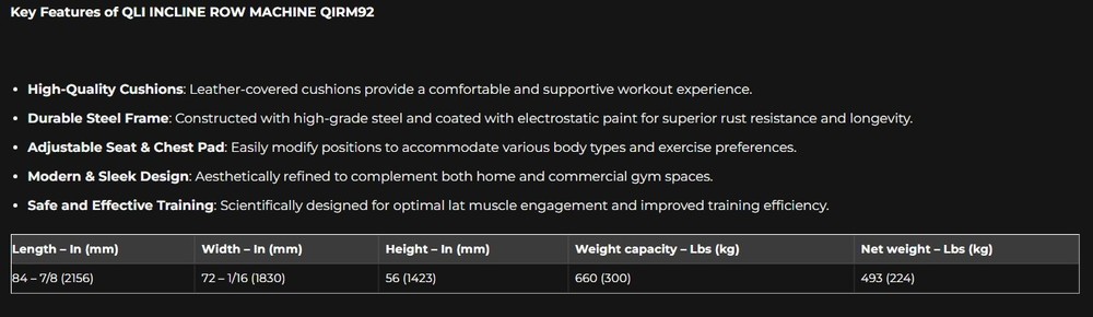 QLI INCLINE ROW MACHINE