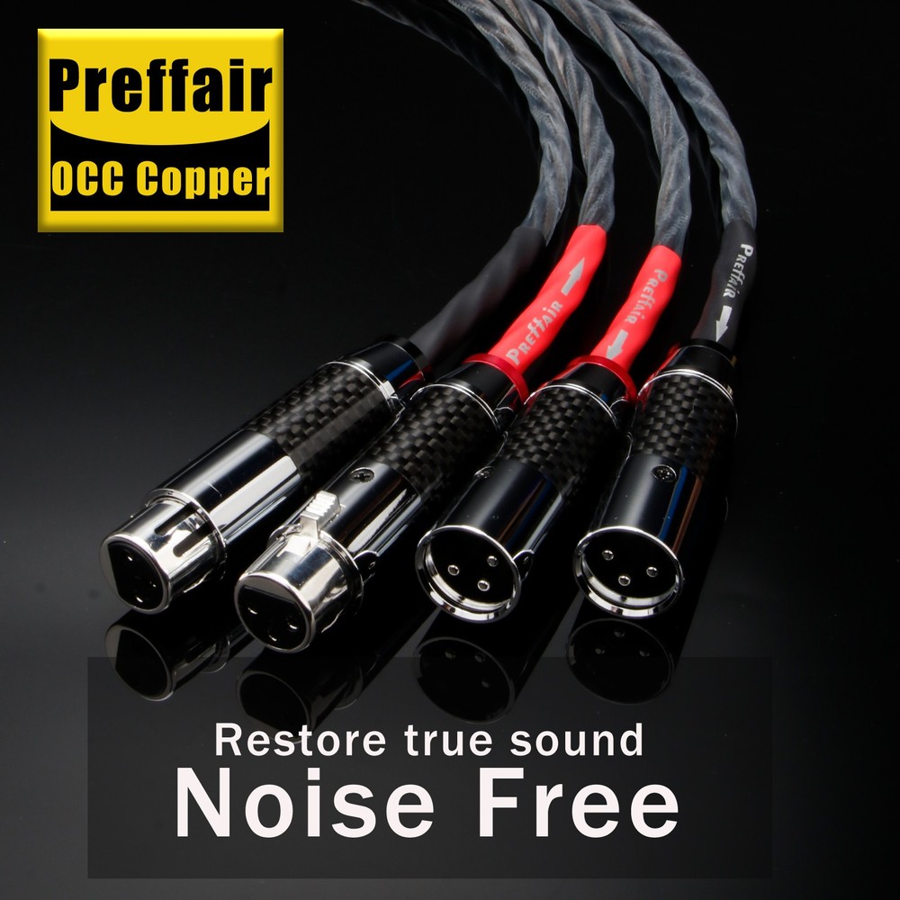 Pair OCC Copper Silver Plated 2XLR Balanced Cables PTFE Insulation