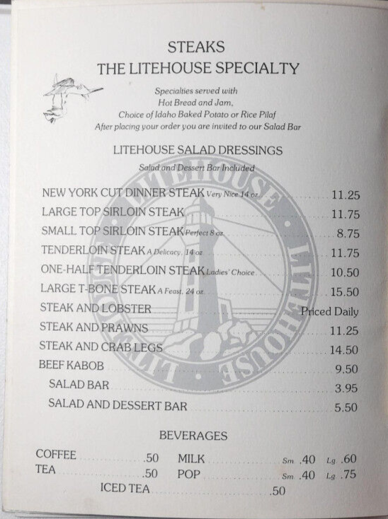 Vintage Litehouse Menu