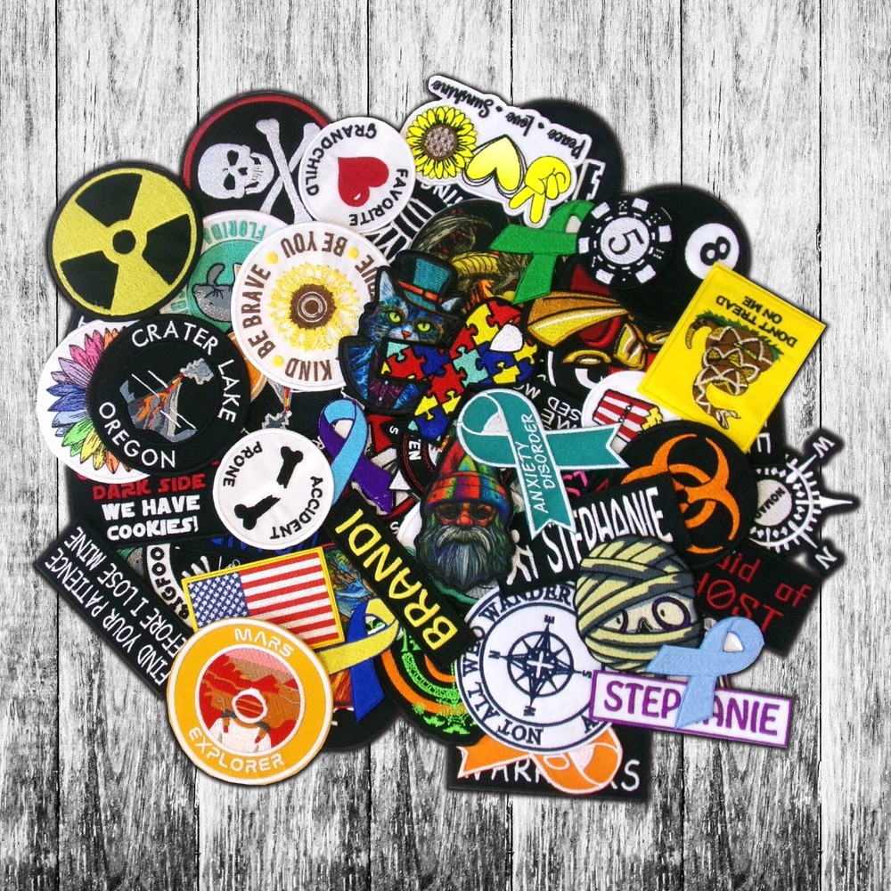 Custom Patch Name Tag Patch w/ Hook and Loop Fasteners or Iron on Embroidered