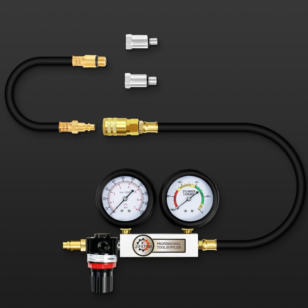 Engine Compression Leakdown Tester with Color-Coded Gauges for Quick Diagnostics