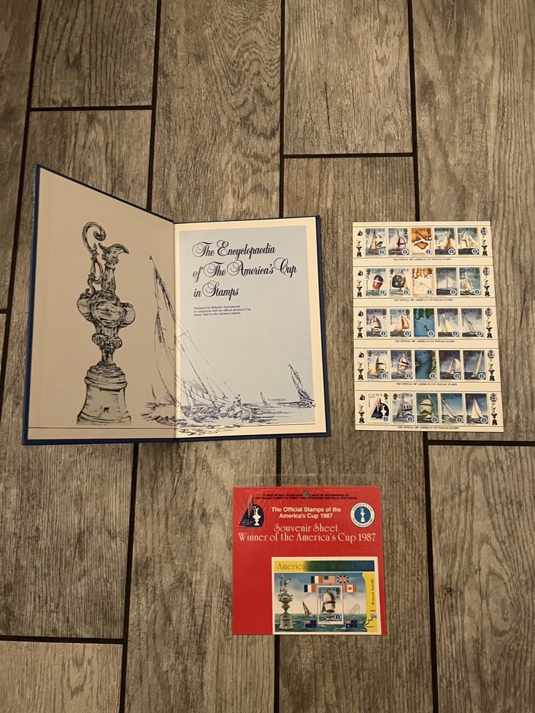 America's Cup Stamps Encyclopedia Book 1987 + Stamps - Supports Special Needs!