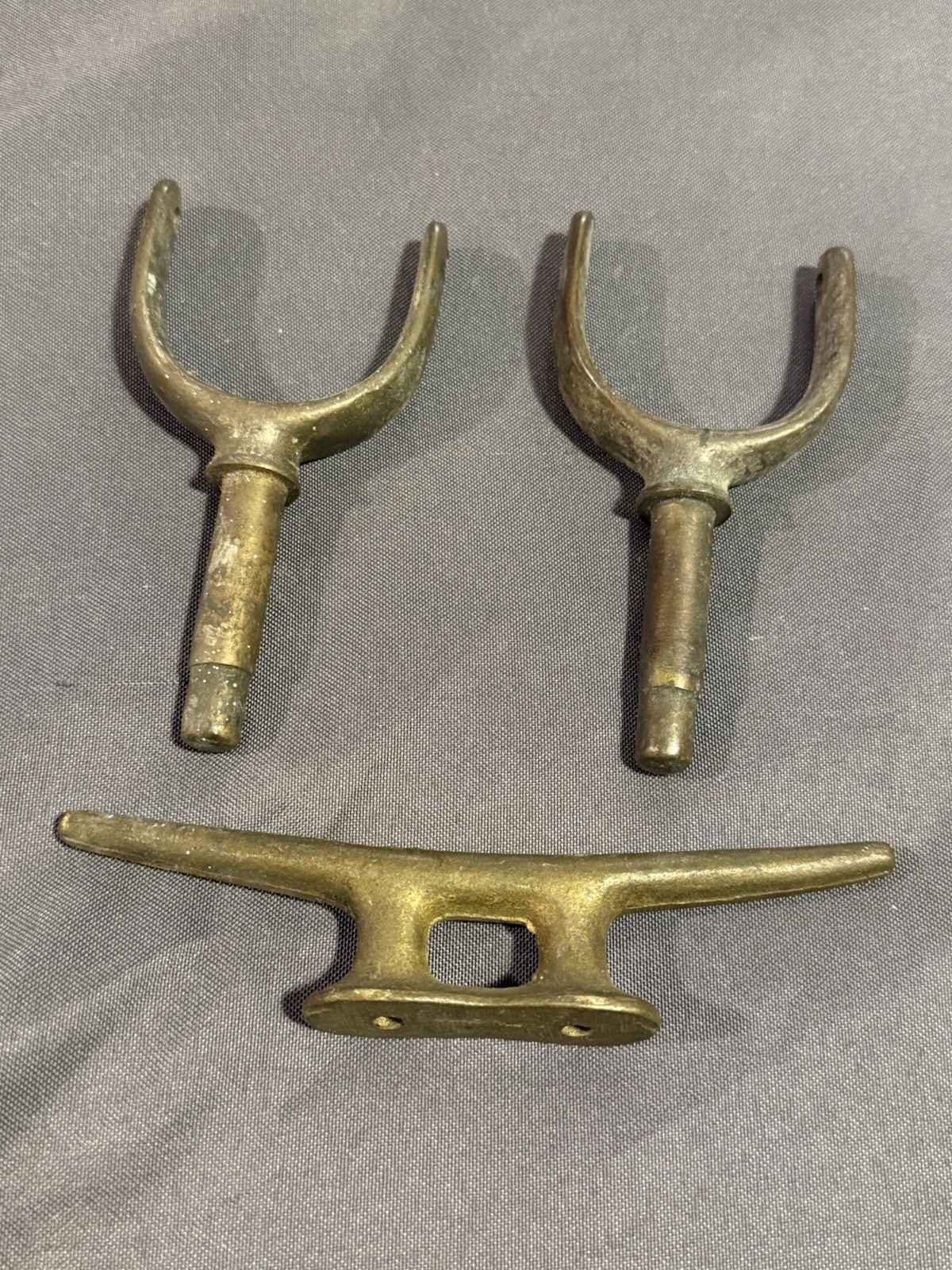 Antique Bronze Nautical Salvage Lot Oar Oarlocks Rowlocks Cleat