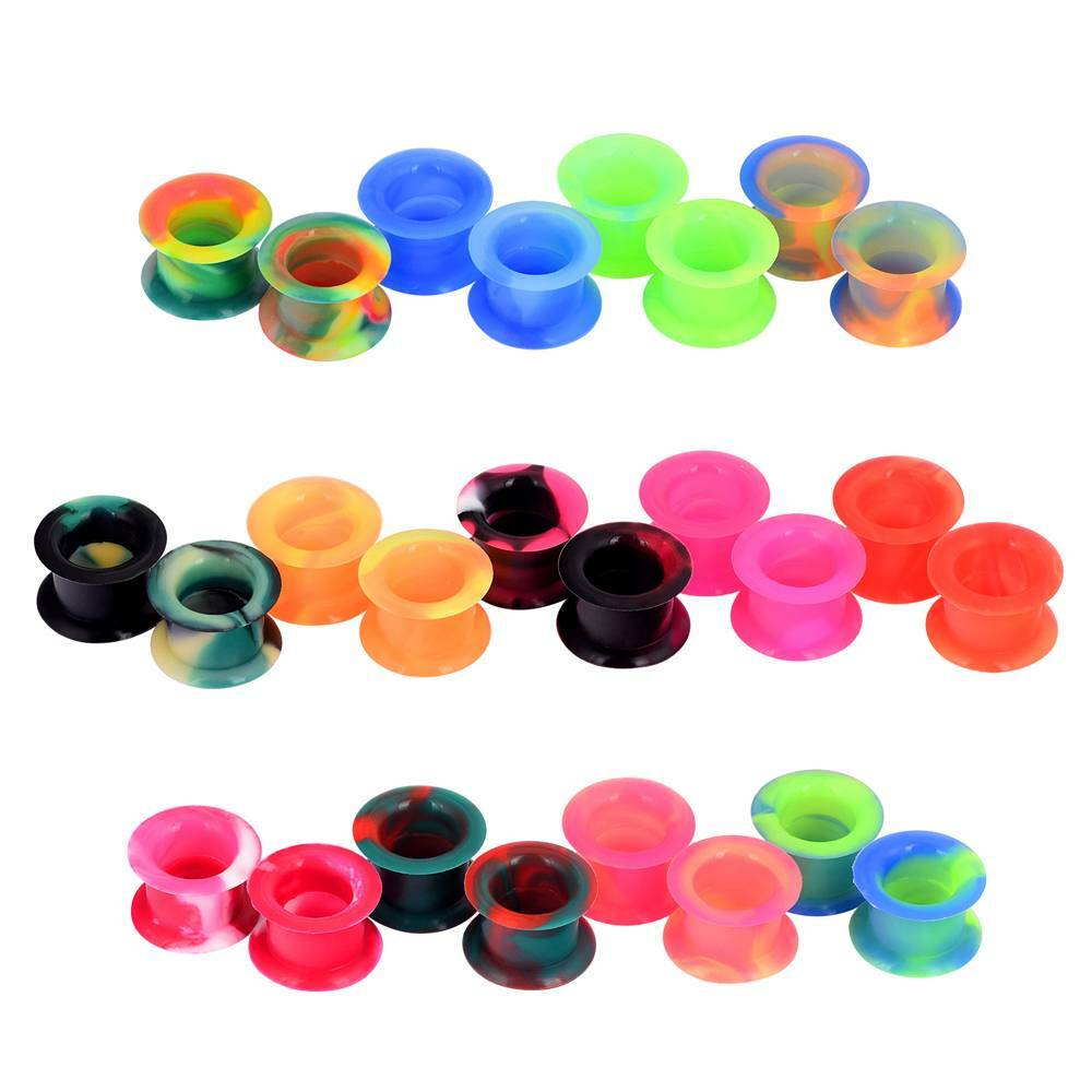 48PCS/LOT Thick Silicone Ear Gauges Double Flared Earskin Tunnels Plugs Expander