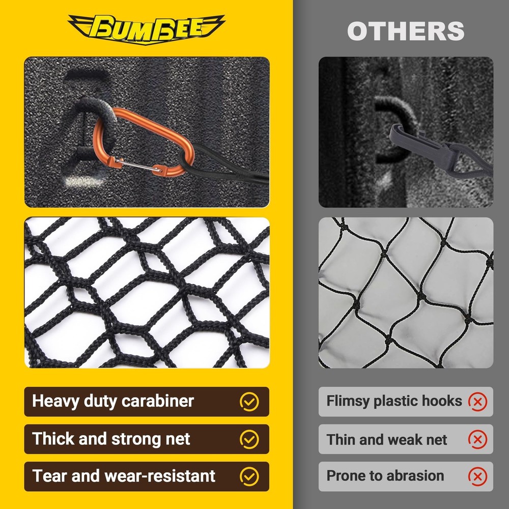 BUMBEE Envelope Style Trunk Cargo Net Compatible with Chevy Silverado 2013-20...