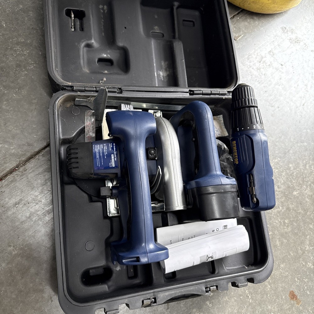 Bench top Pro Skill Saw Jigsaw Drill Combo Missing Charger