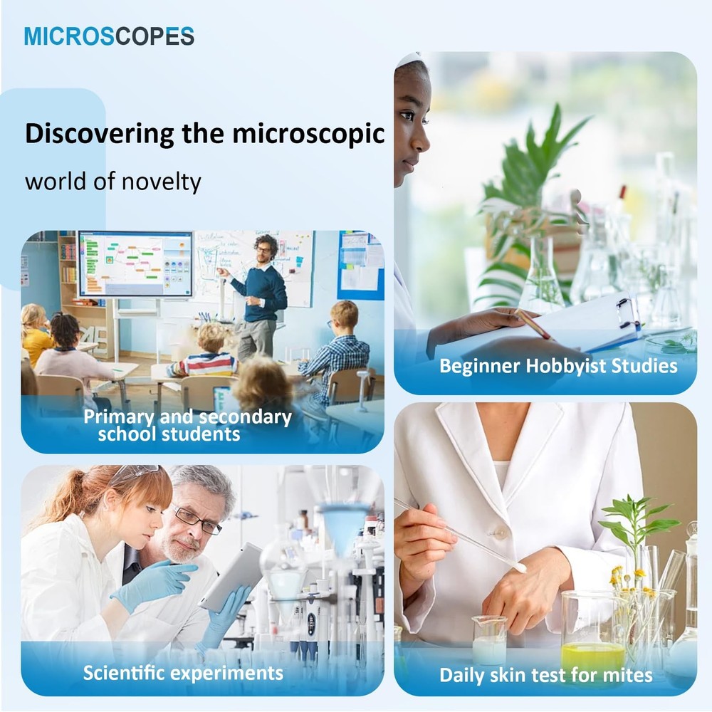 Microscope 40X-2500X Magnification HD Wide Angle Eyepieces