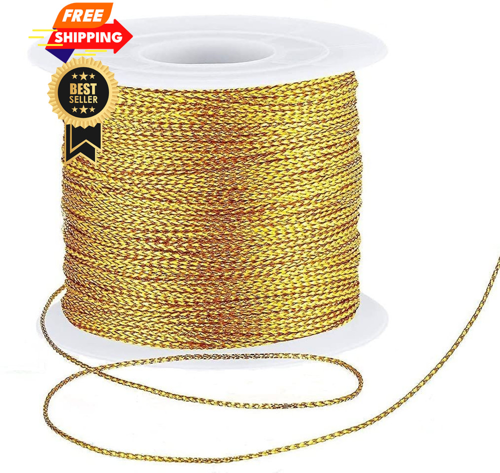 Gold String Metallic Cord 1mm Tinsel Thread for Craft Jewelry