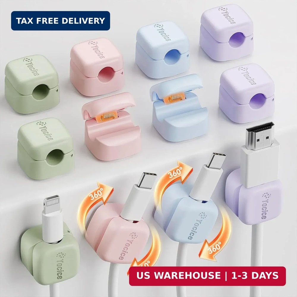 12Pack Rotatable Cord Organizer,Spring Cable Clips Desk Cable Management Cord Ho