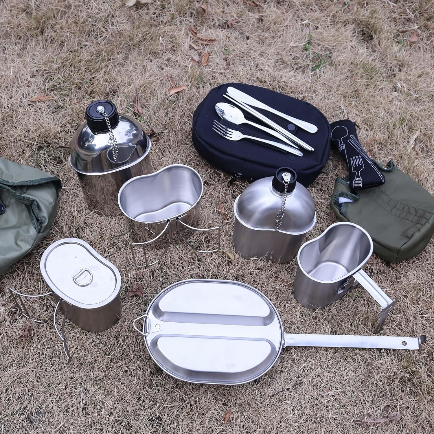 304 Stainless Steel US Military Mess Kit Plate Set GI Type Outdoor Camping Hiki