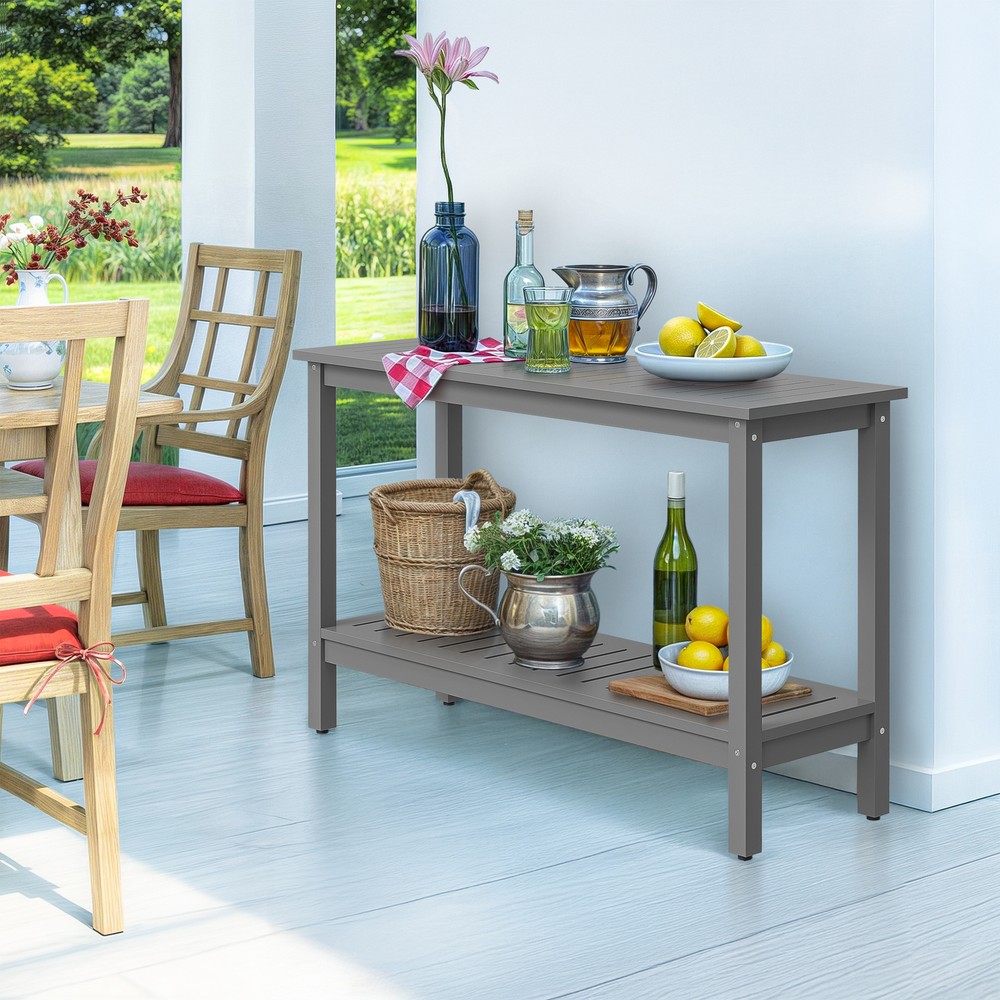 48'' Console Table Entryway Sofa Side Table w/ 2 Storage Shelves Organizer Gray