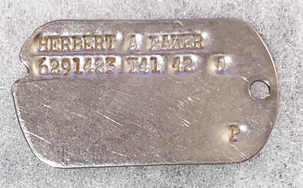 WWII Single Herbert Baker T-41 Dog Tag