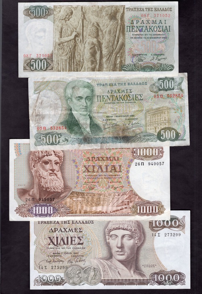 Greece. 9 Banknotes.