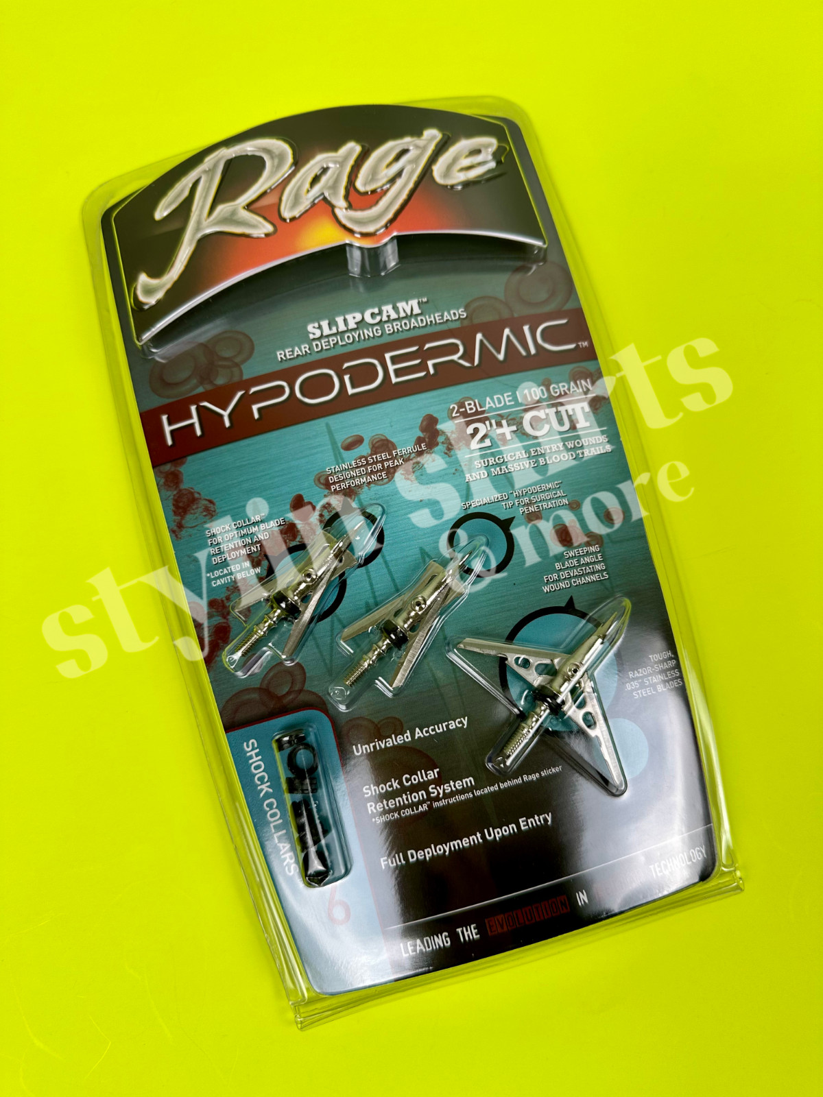 4 packs RAGE Slipcam HYPODERMIC 2" cut mechanical 2 blade broadheads 100 grain