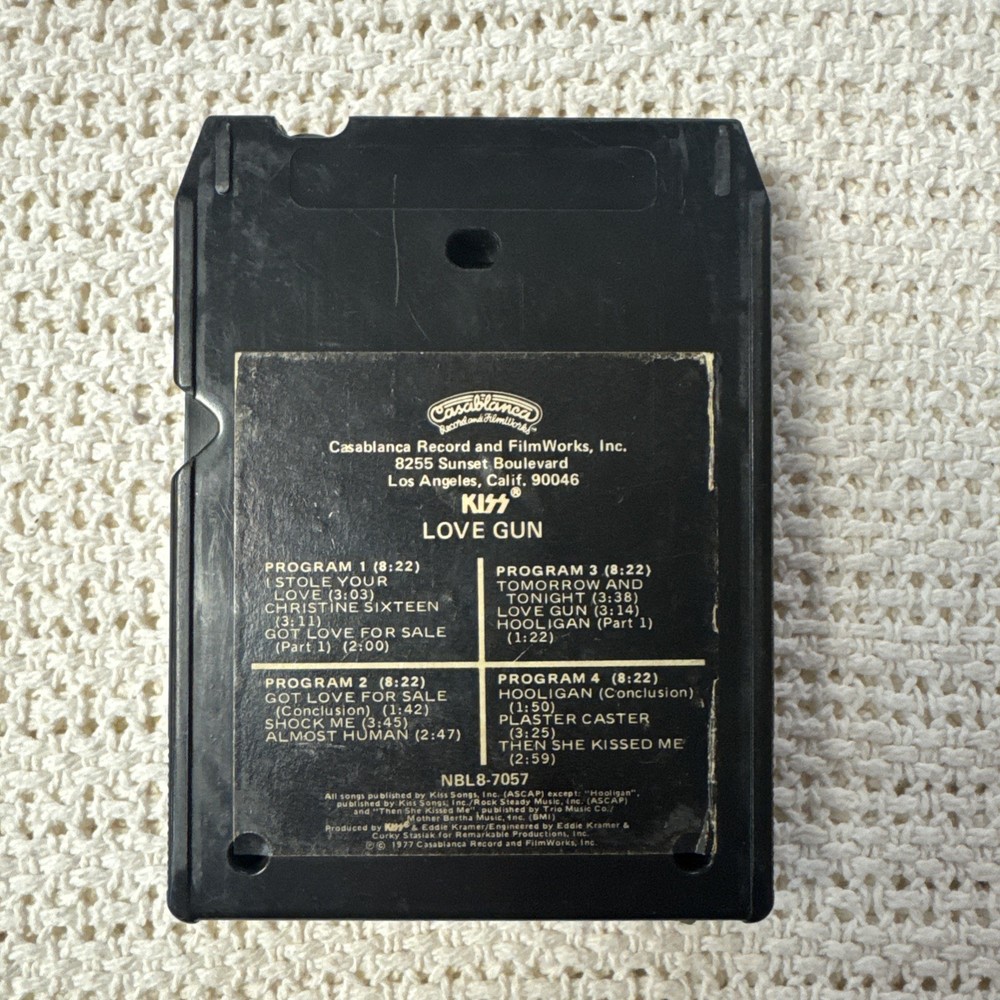 Vintage Kiss 8 Track Tape - Love Gun (NBLB-7057) Untested.