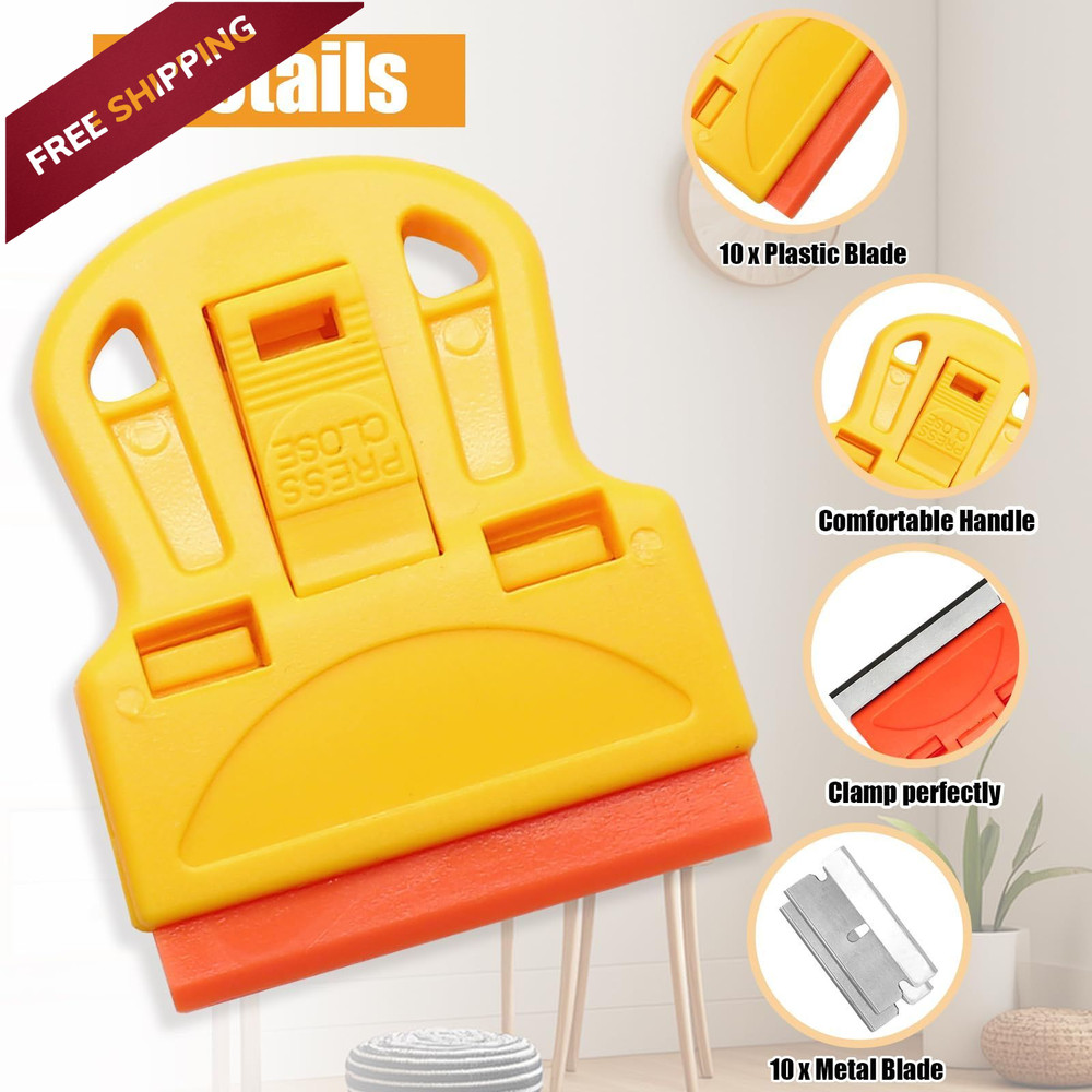 ISDVBUY 2 Sets Razor Blade Scrapers, Plastic Scraper Tool Extra 10 Plastic...