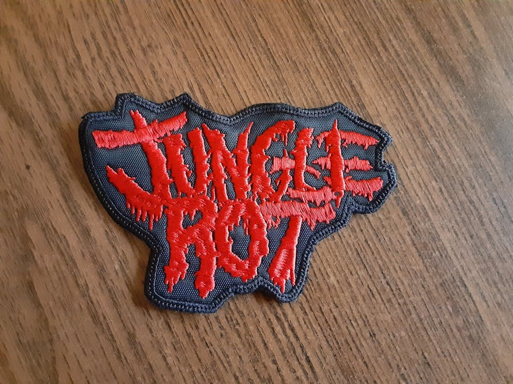 JUNGLE ROT,SEW ON RED EMBROIDERED PATCH
