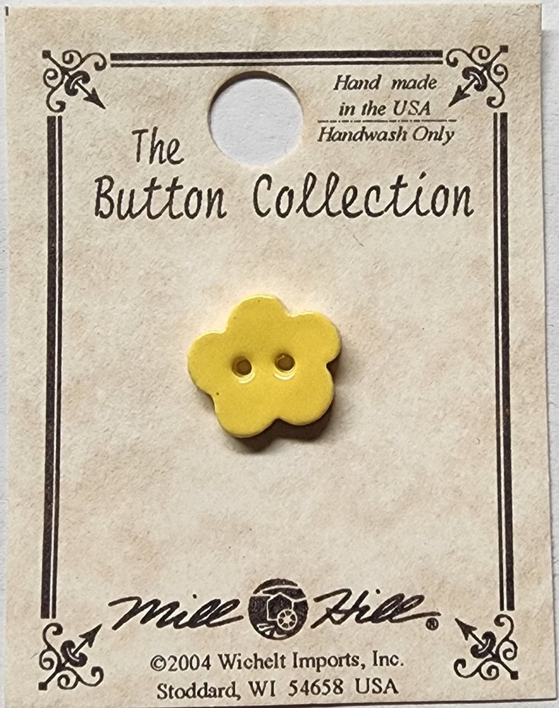 DIY Mill Hill Ceramic Button - Yellow Posy Flower