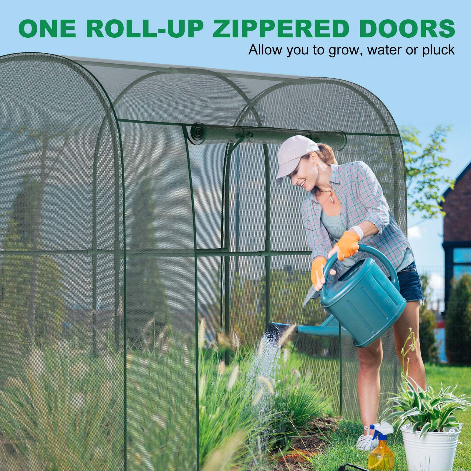 12x4x6FT Walk-in Mesh Crop Cage Plant Cover Protection Tent For Vegetable