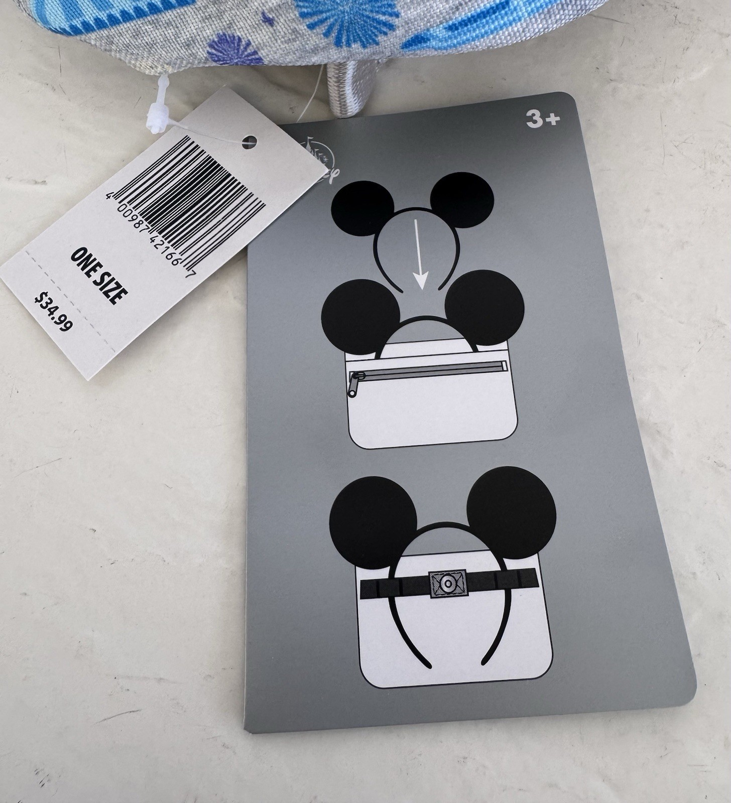 DISNEY PARKS FOUR PARKS ICONS BELT BAG W/HEADBAND EAR HOLDER NEW WITH TAGS