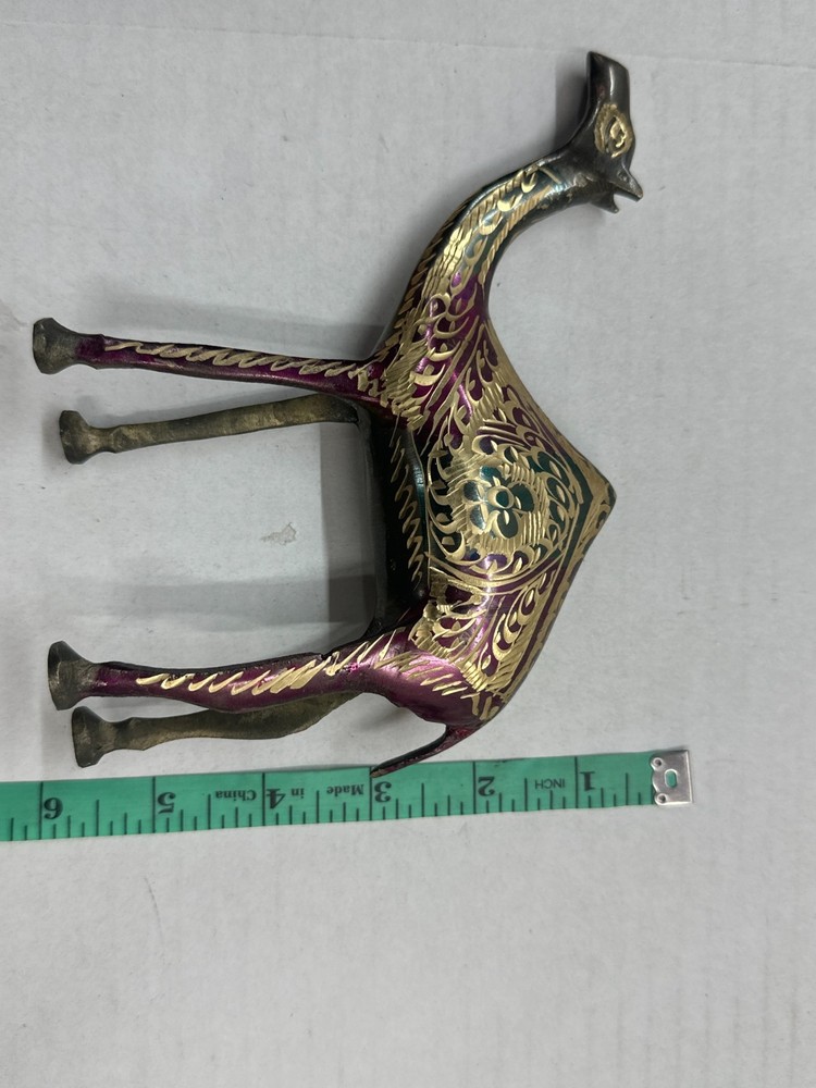 Vintage Hand-Painted Brass Camel Figurine