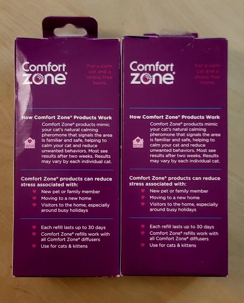 2 Boxes 🐈 Comfort Zone Single & Multi-Cat Calming Diffuser Refills, 2 PACK