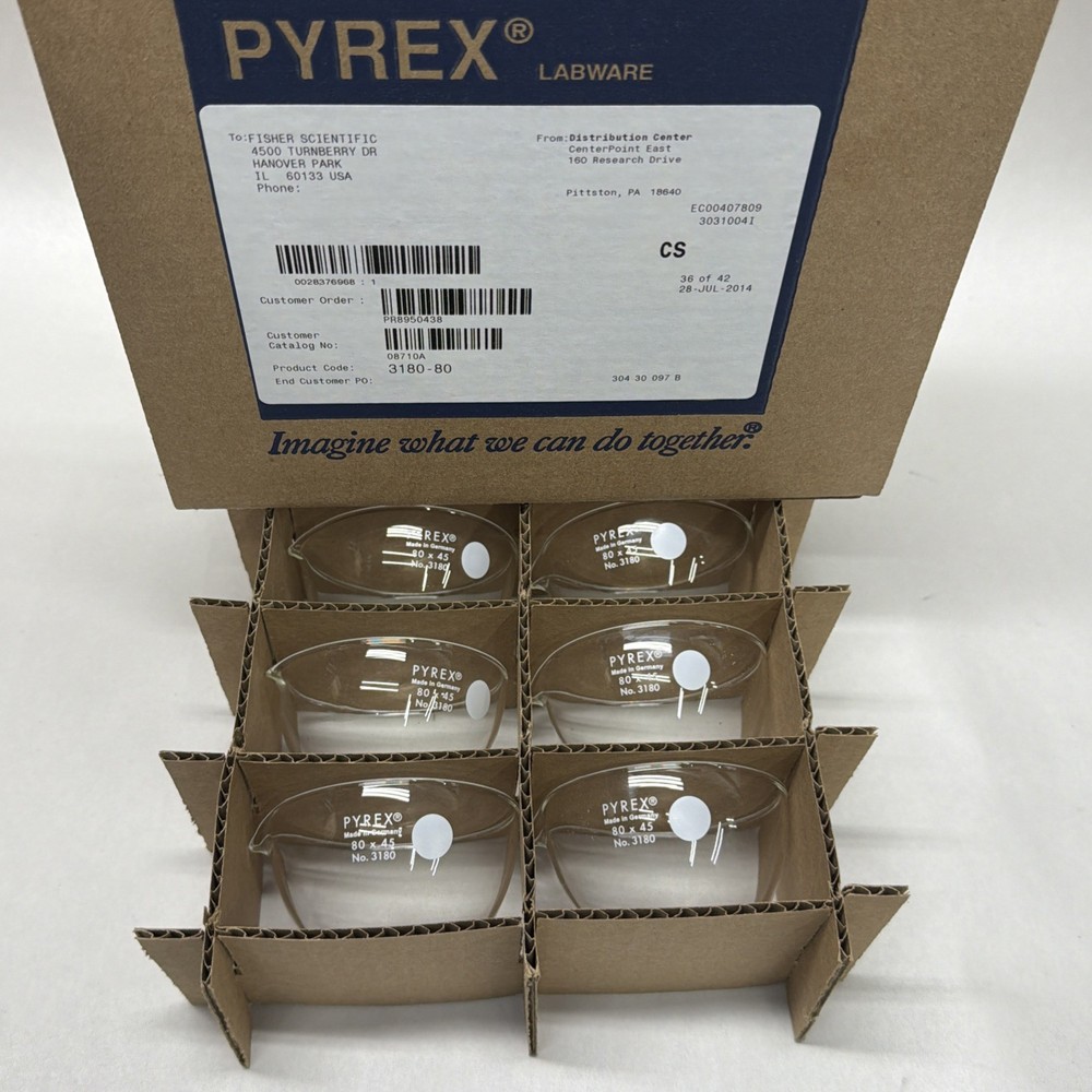 CASE! Corning PYREX #3180-80, 140mL Flat Bottom Evaporating Dishes