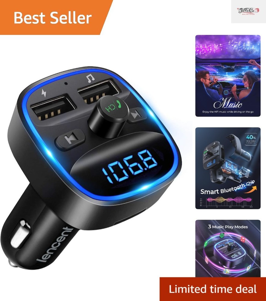 Portable Bluetooth FM Transmitter & Charger - Supports SD/USB, Hands-Free Call