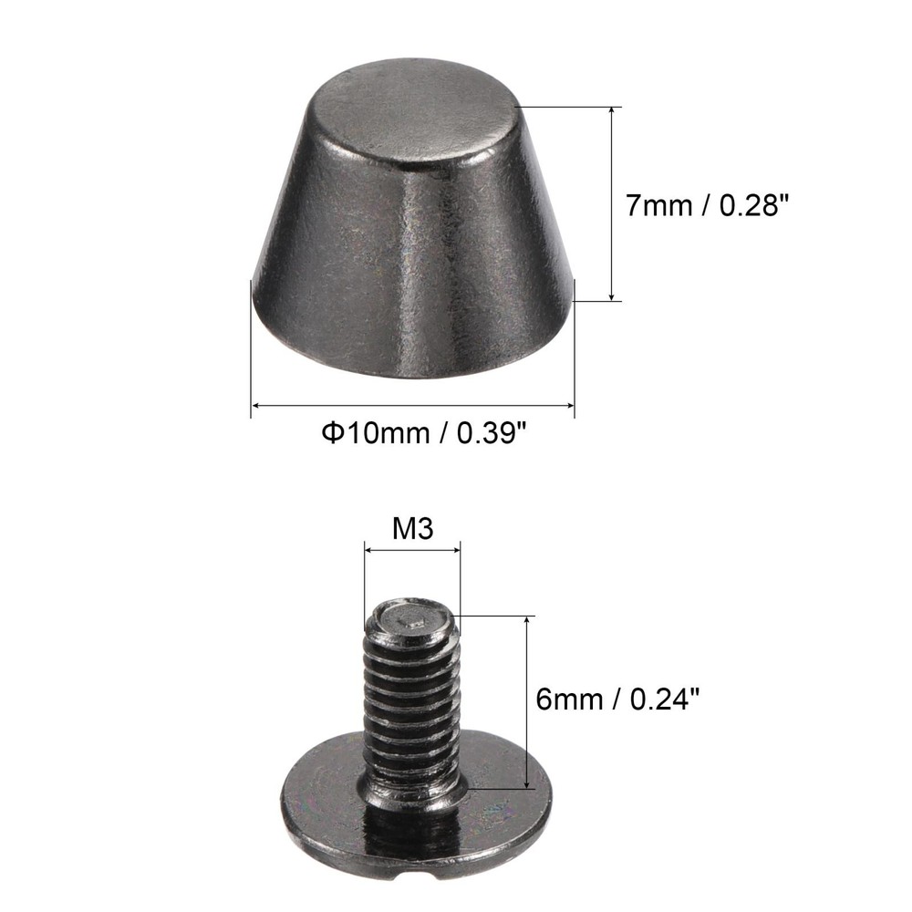 10x7mm Rivet Studs Screw Back Flat Cable Feet Stud Dark Grey 8pcs