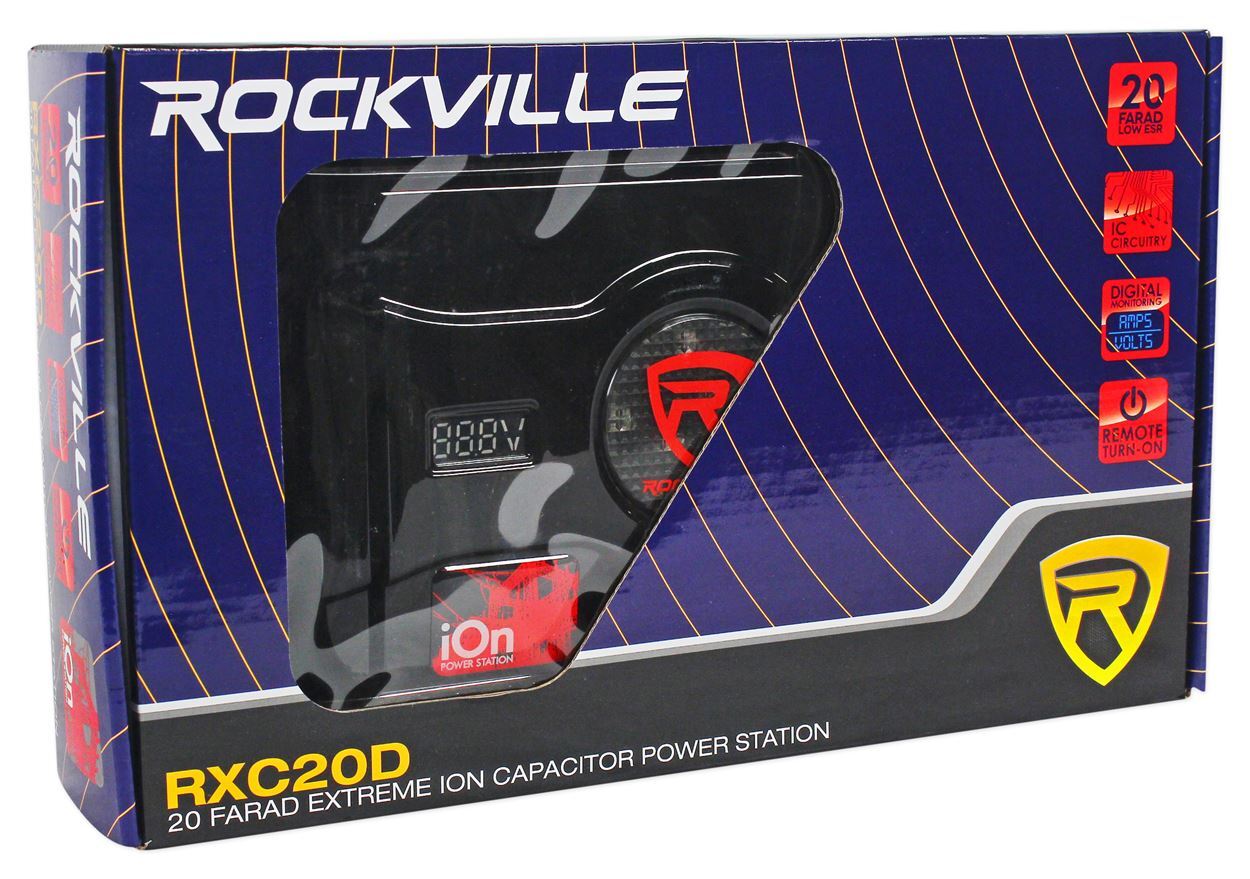 Rockville RXC20D V2 20 Farad Hybrid Ion Car Capacitor Voltage & Amperage Meter