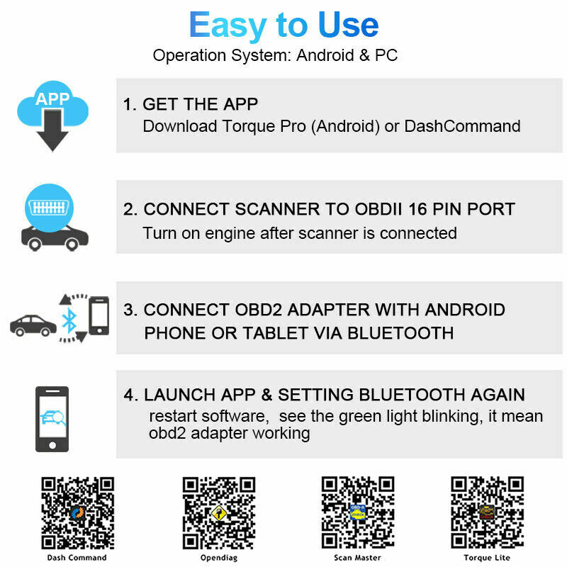 ANCEL OBD2 Code Reader Bluetooth Auto Diagnostic Tool OBDII Scanner For BMW/FORD