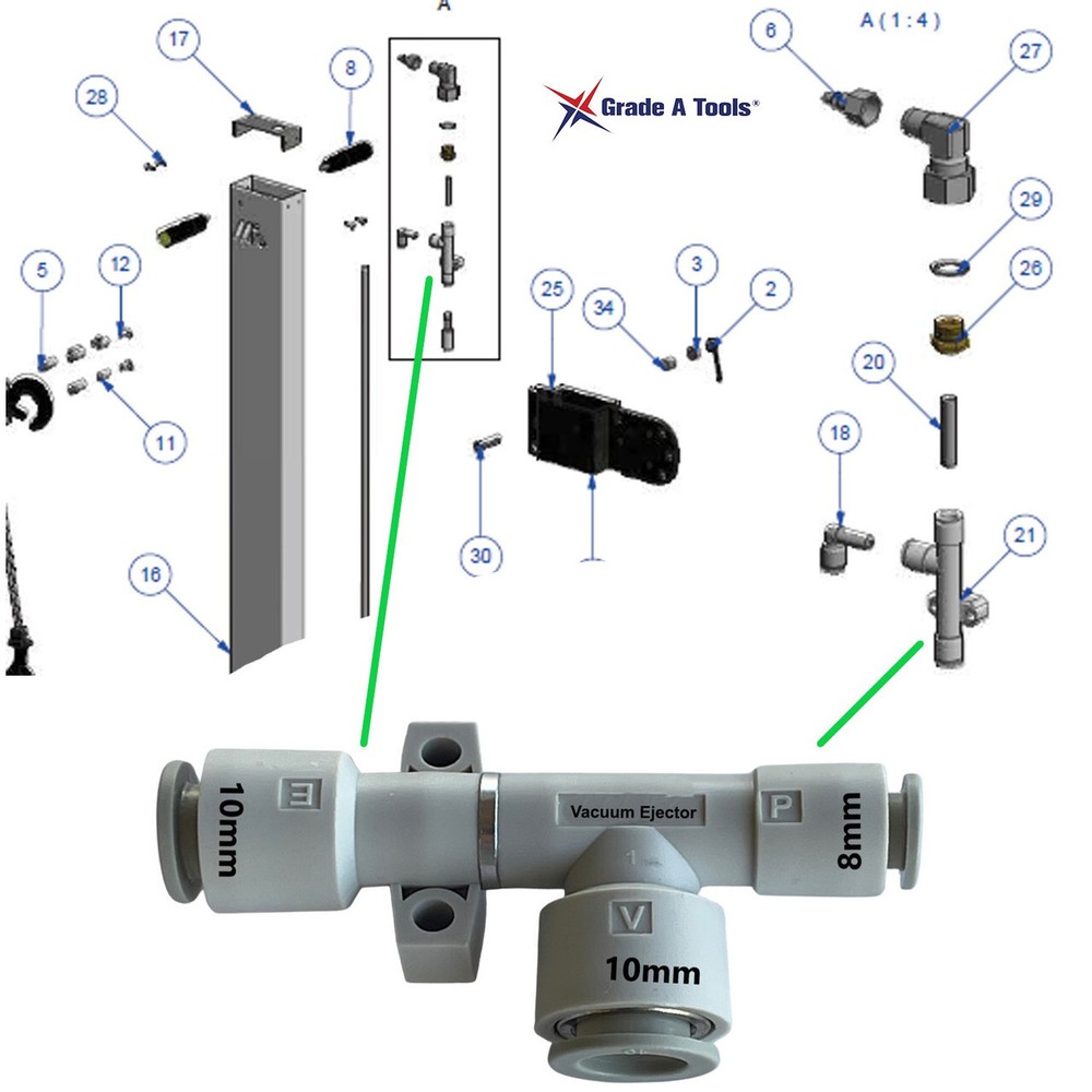 Vacuum Ejector - for Vac-N-Pull - Vacuum pull Post Guni & Vac N Pull