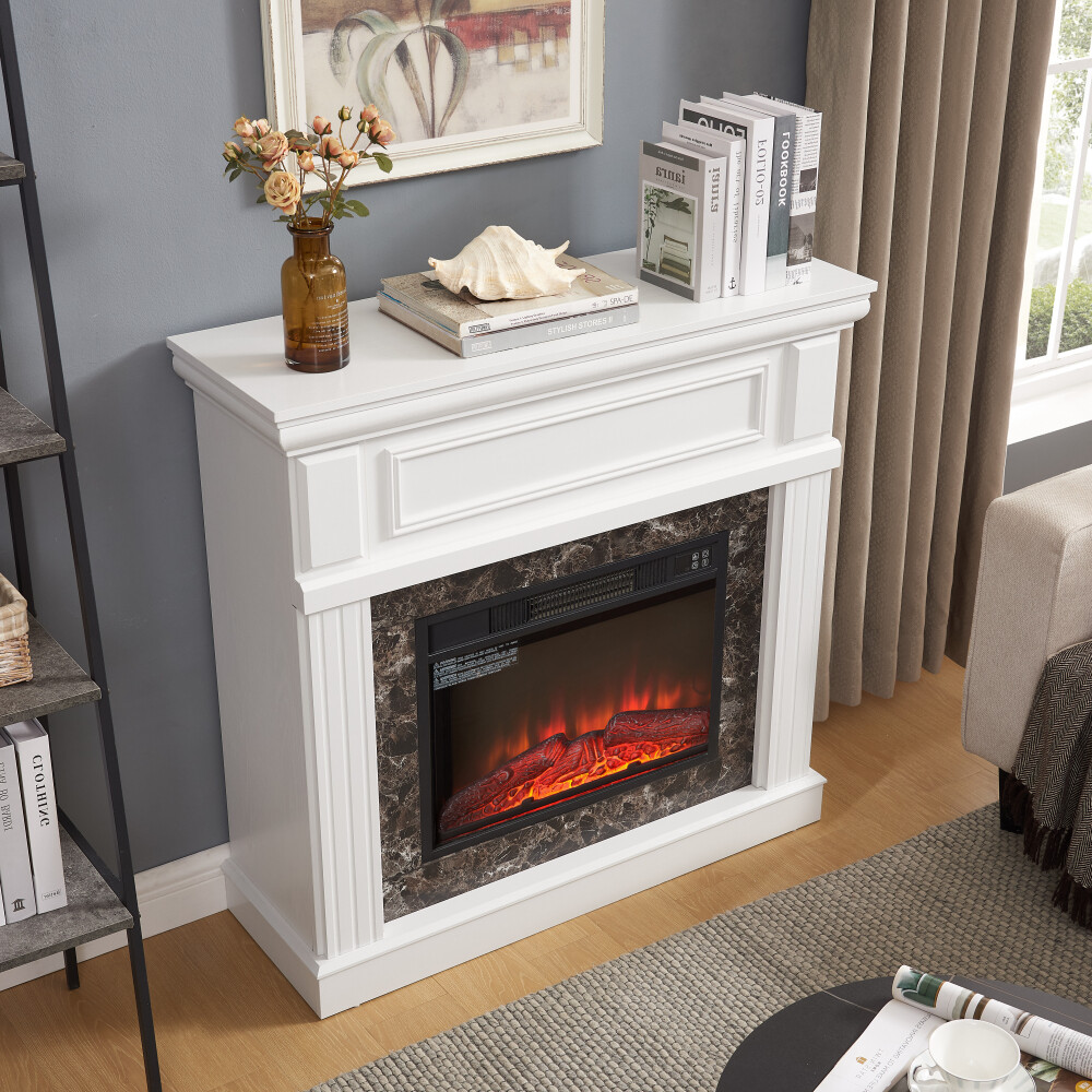 Electric Fireplace with Mantel with 23" Fireplace Insert, Adjustable Flame