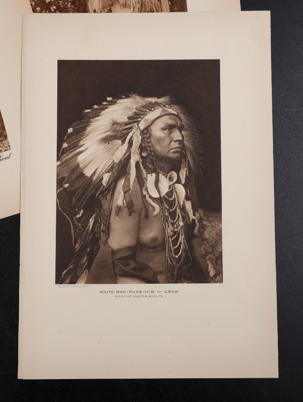 Lot of 4 Vintage Wanamaker Native American Photogravures: Custer Scouts, Crow