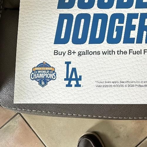 2026 UNION 76 PHILLIPS 66 LOS ANGELES DODGERS SIGN GAS/TICKETS 2 FT x 15'in RARE