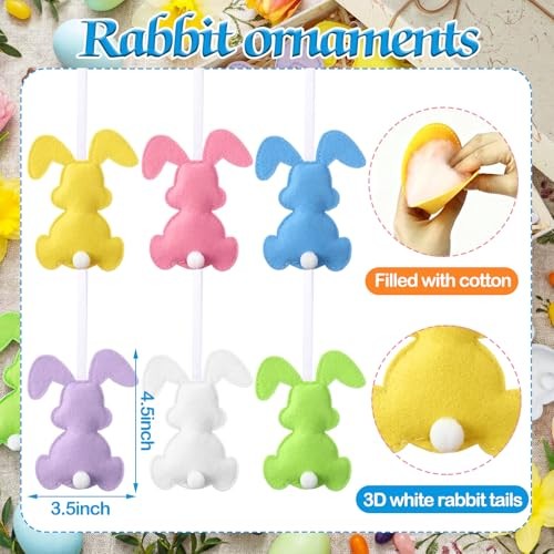 12 Pcs Easter Bunny Decorations Felt Bunny Hanging Ornaments Rabbit Calssic