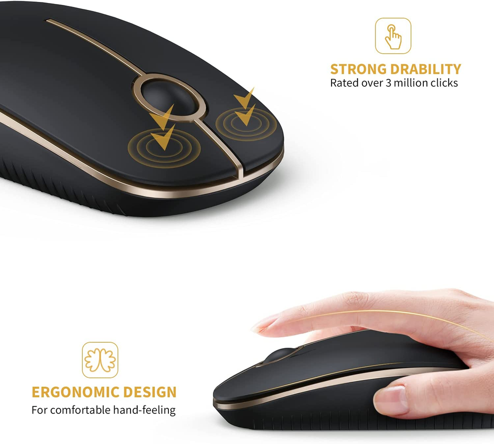 Wireless Mouse, 2.4G Slim Portable Computer Mice with Nano Receiver for Notebook