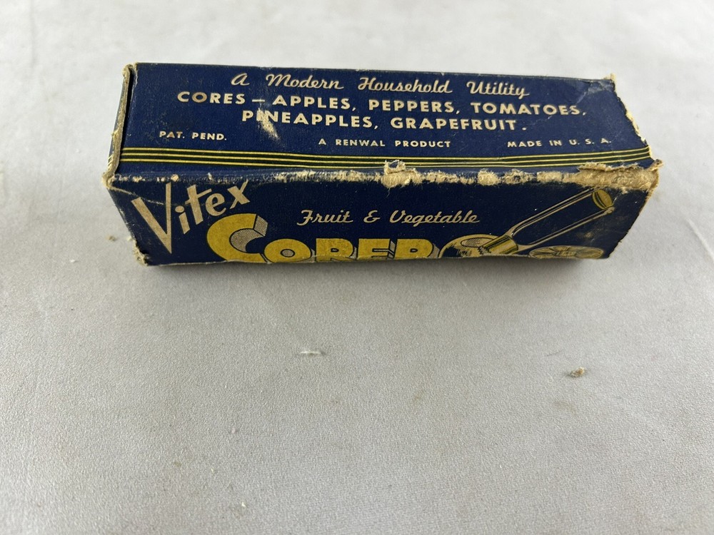 Vintage Vitex Fruit & Vegetable Corer Green Handled Kitchen Tool Original Box