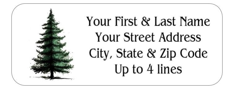 150 Evergreen Christmas Tree Mailing Return Address Labels Personalized