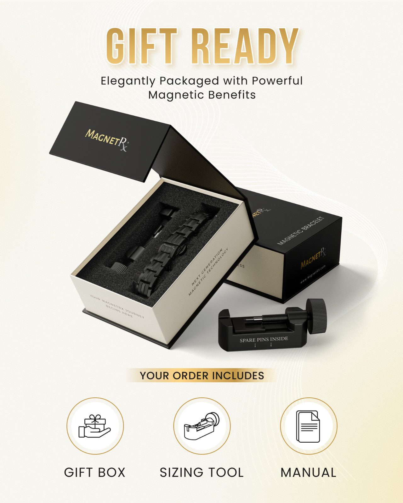 MagnetRX® Magnetic Bracelets for Men EllipseMAX 5X Strength 5,000 Gauss Magnets