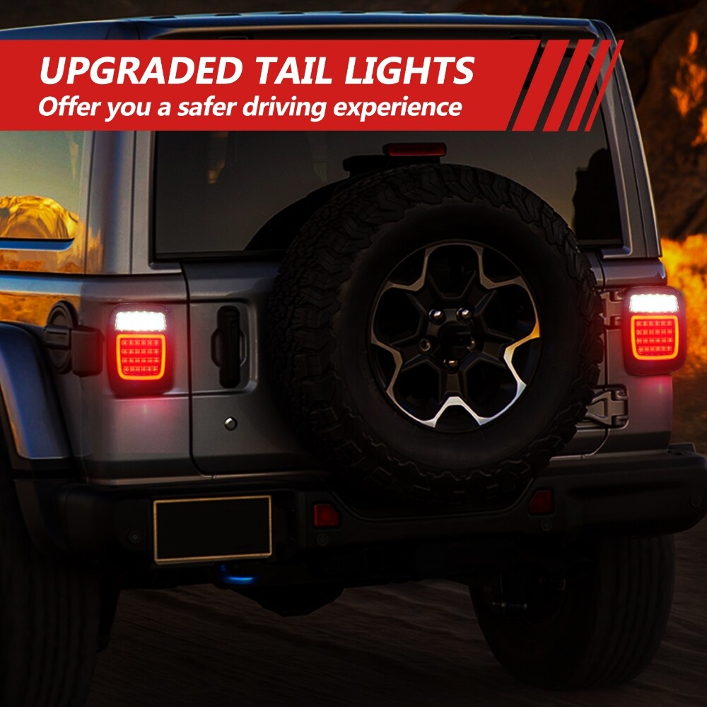 For Jeep Wrangler TJ CJ LED Tail Lights Brake Reverse License Plate Light 83-LED