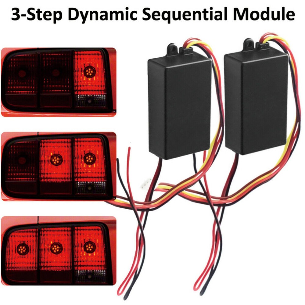 2x 3-Steps Sequential Module Boxes For Car Headlights/Rear lights Signal Turn