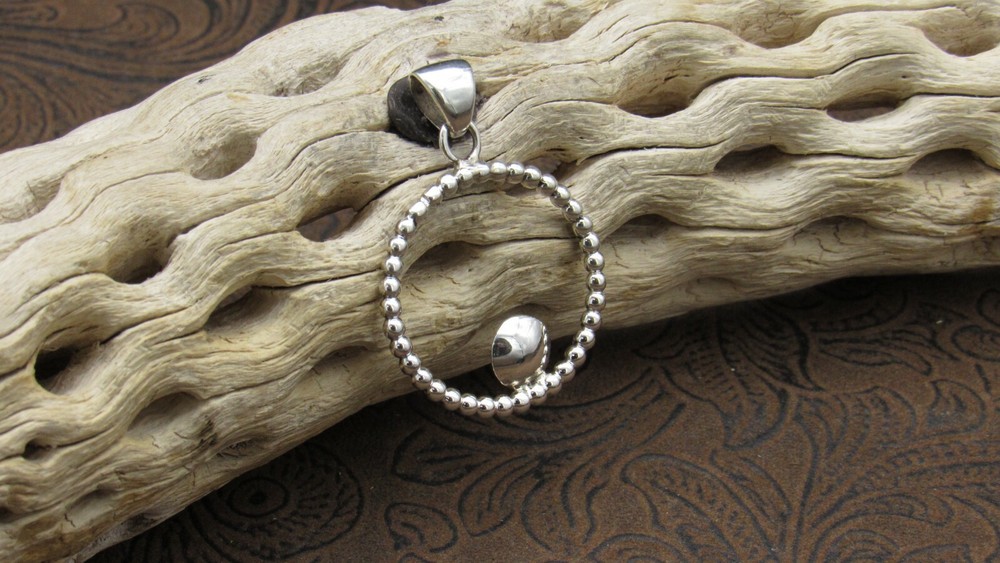 *Sterling Silver Beaded Hoop Pendant+