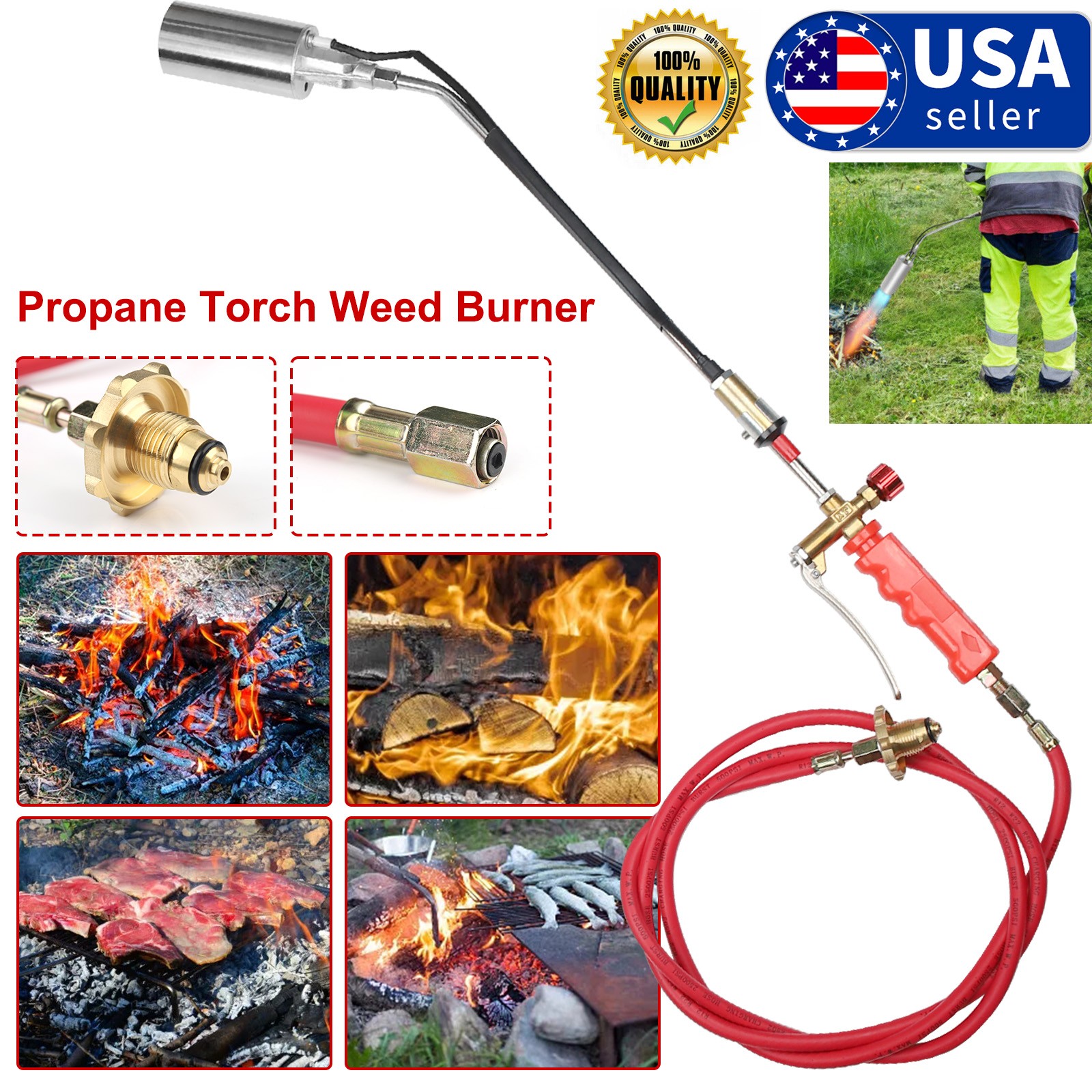Propane Weed Torch Burner Ice Melter Push Button Igniter 79 Hose Portable Tool