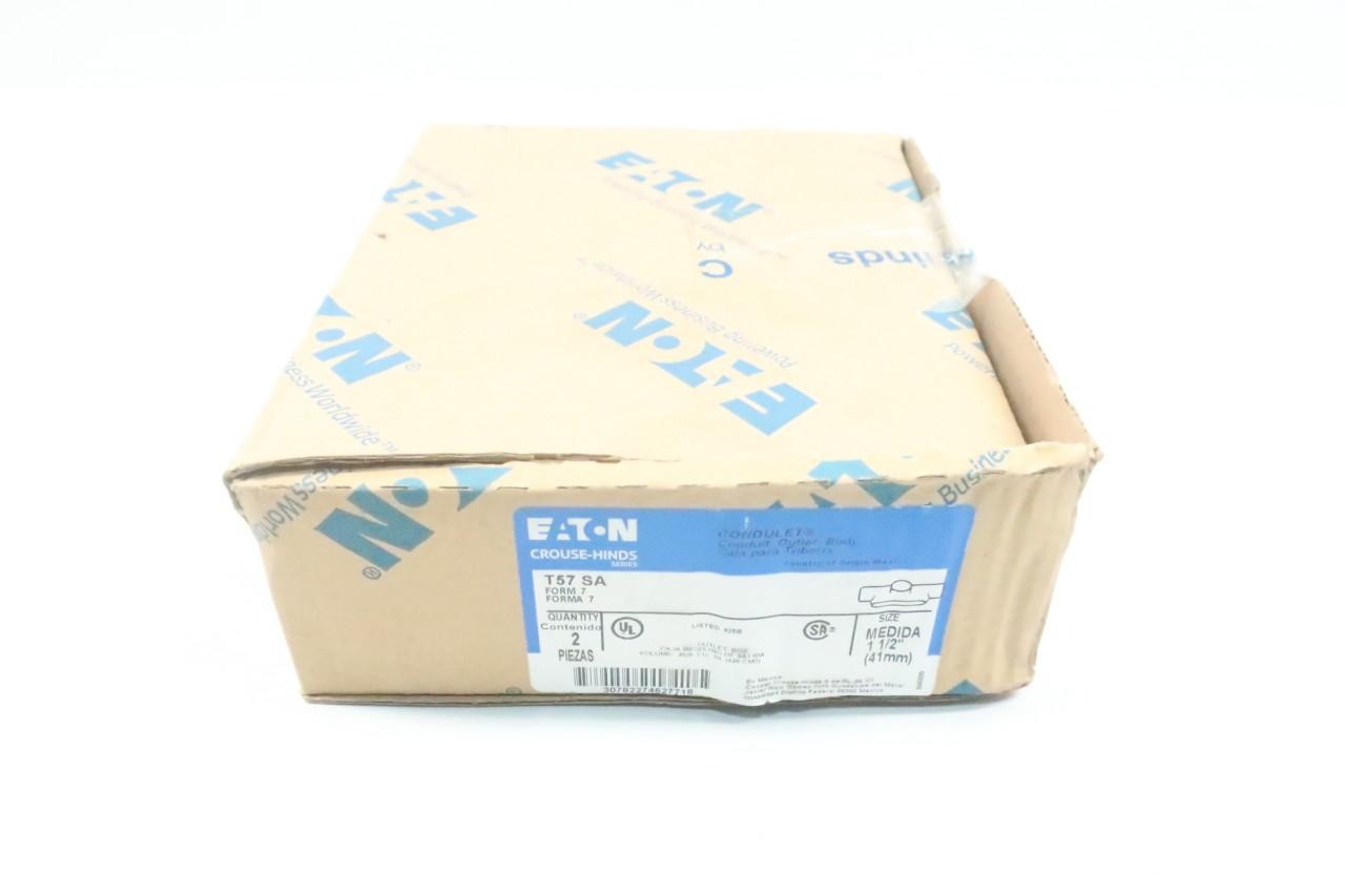 Box Of 2 Crouse Hinds T57 SA Condulet Aluminum T Conduit Outlet Body 1-1/2in