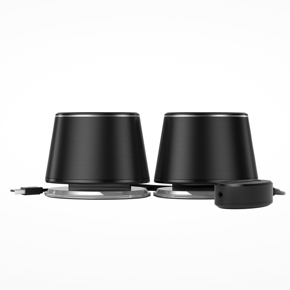Amazon Basics Bluetooth Computer Speakers with USB 3.0, LED Blue Large, Black