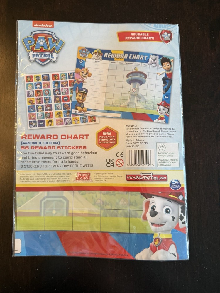 Paw Patrol Reward Chart