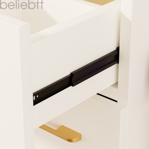 46"Glass Top Vanity Desk 10 Drawers Makeup Vanity Power Outlet, Silent Slides