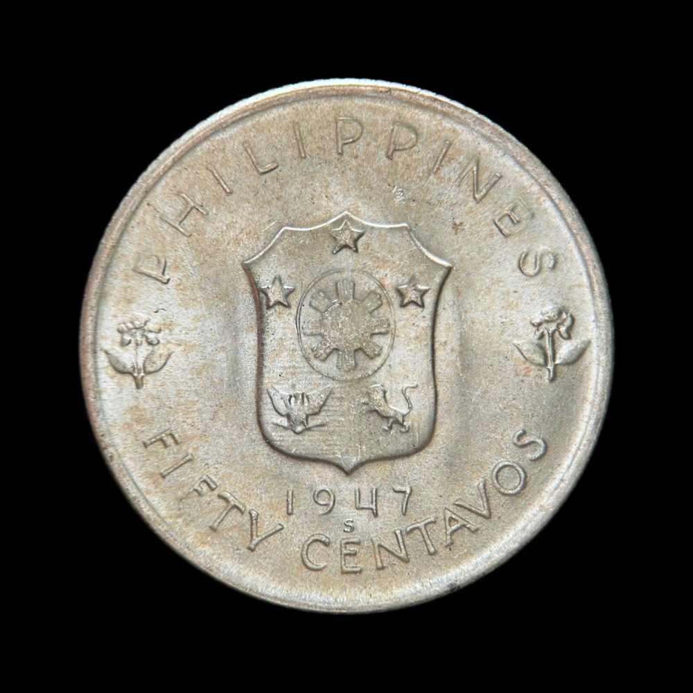 PHILIPPINES. 1947, 50 Centavos, Silver - Gen MacArthur, 5