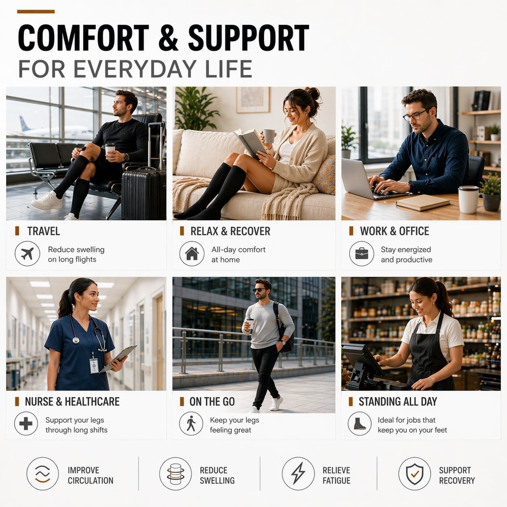 ACTINPUT Copper Compression Socks Men Women Small-Medium, A1 - Black